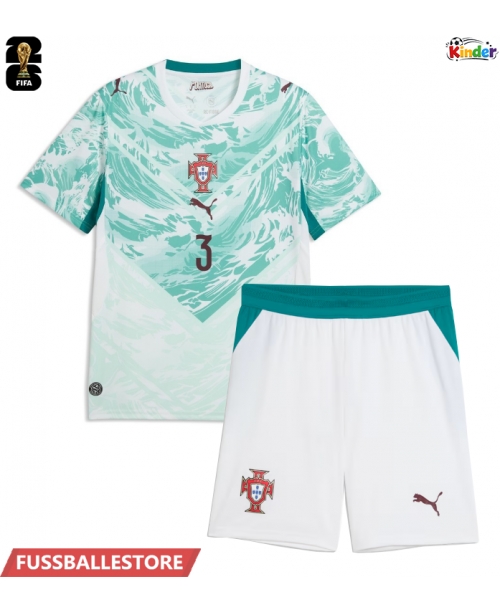Günstige Portugal Ruben Dias #3 Auswärts Trikotsatzt Kinder WM 2026 Kurzarm (+ Kurze Hosen)